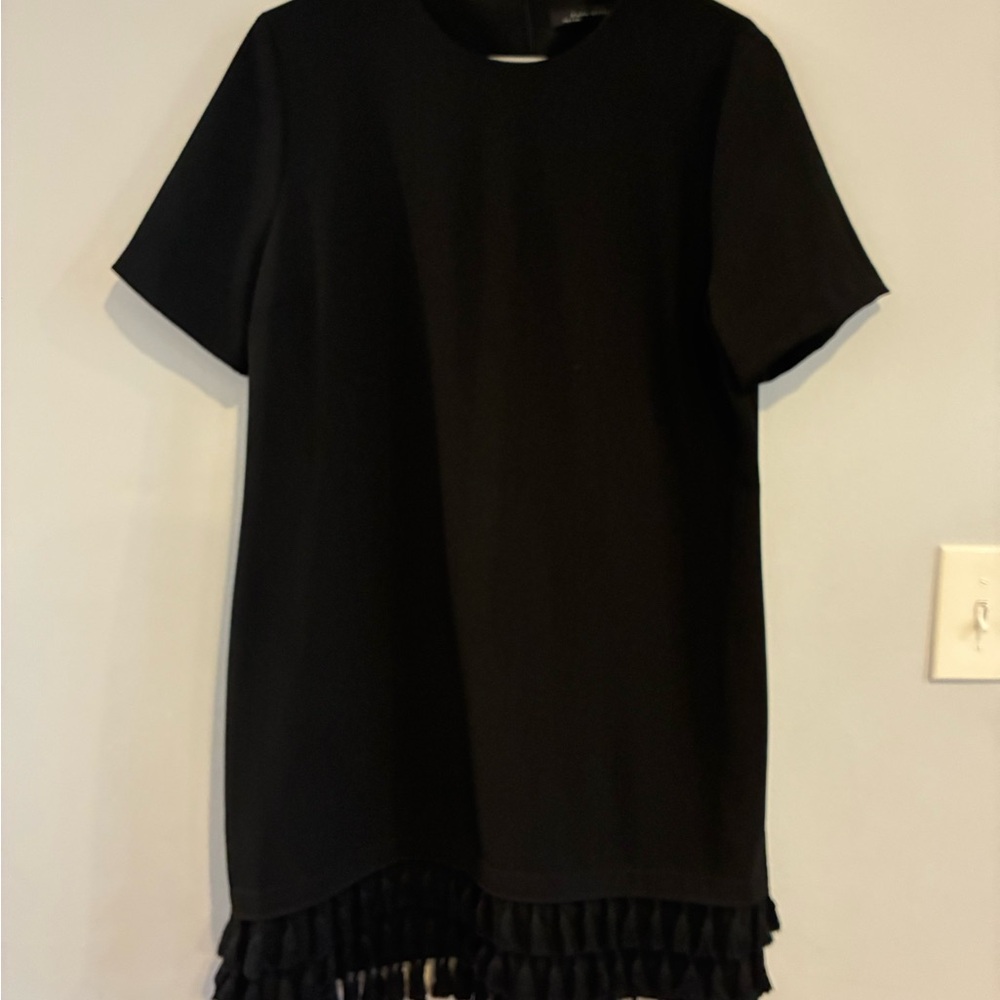 Zara Black Midi Dress with Tassel Hem